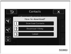 Contacts screen (Download selection)