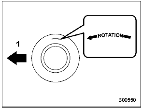 Example of tire rotation direction mark