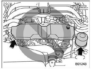 When checking or servicing in the engine compartment (2.5 L models) 