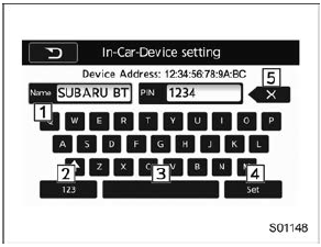Enter letters (example: In-Car-Device setting)
